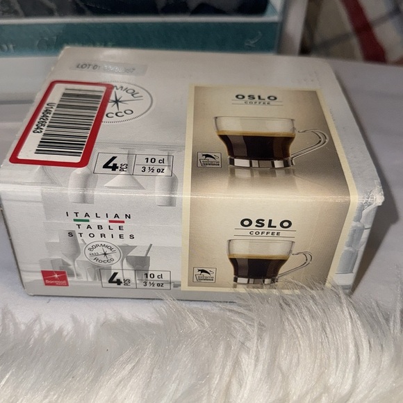 4 Bormioli Rocco Verdi Oslo Glass Mugs Stainless Handles Espresso Demitasse EUC - Picture 3 of 4